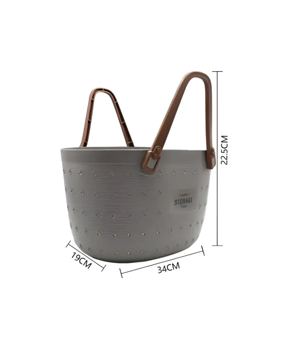 Canasto Organizador Plástico Gris blanco Con Asas 34x19x22cm 3