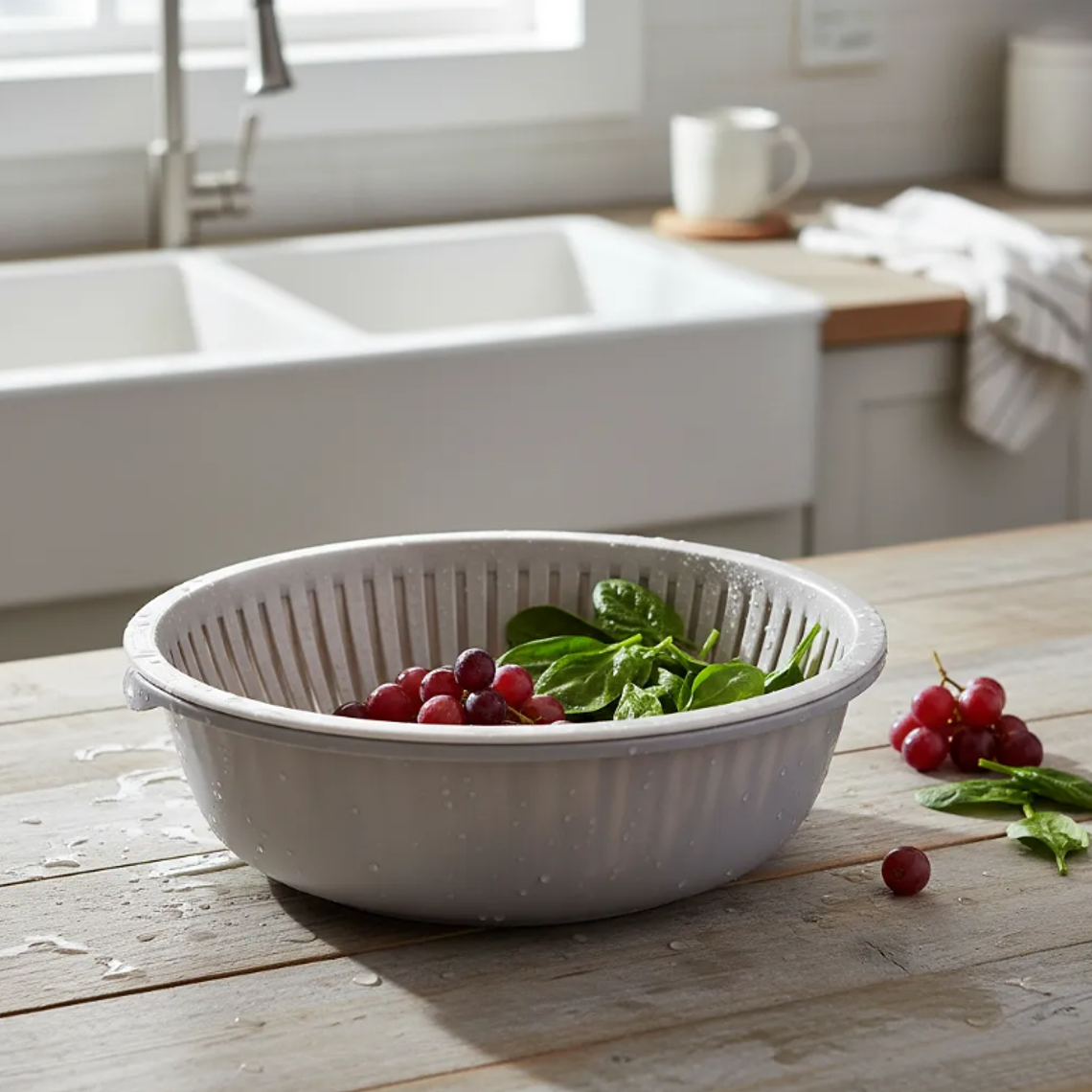 Bowl Con Colador Escurridor De Verduras Frutas 34.5cm Cocina 2