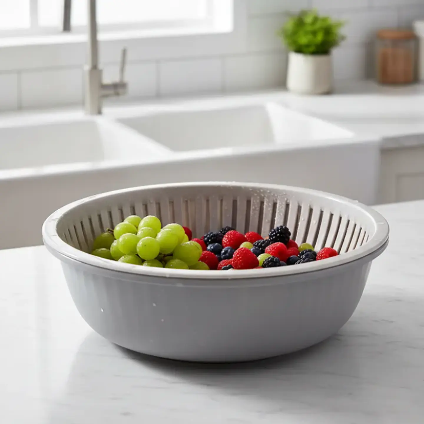 Bowl Con Colador Escurridor De Verduras Frutas 34.5cm Cocina 1