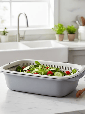 Escurridor Colador Doble Capa Lavado Frutas Verduras 39cm