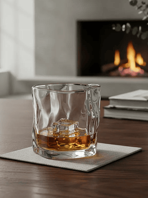 Vaso De Vidrio Para Whisky Trago Corto Diseño Irregular Moderno