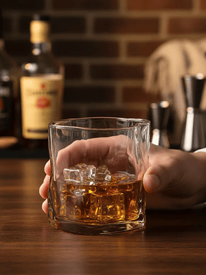 Vaso De Vidrio Para Whisky Trago Corto Diseño Irregular Moderno