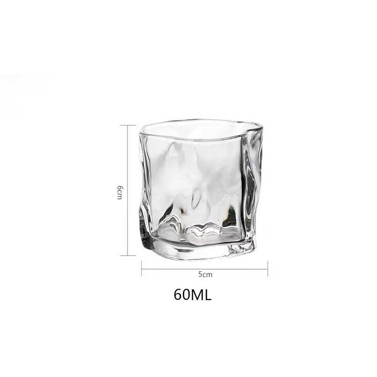 Vaso De Vidrio Para Whisky Trago Corto Diseño Irregular Moderno 3
