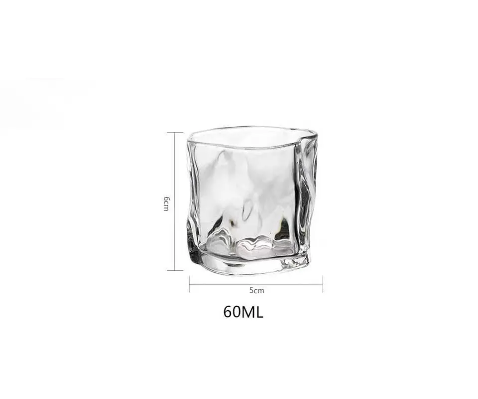 Vaso De Vidrio Para Whisky Trago Corto Diseño Irregular Moderno 3