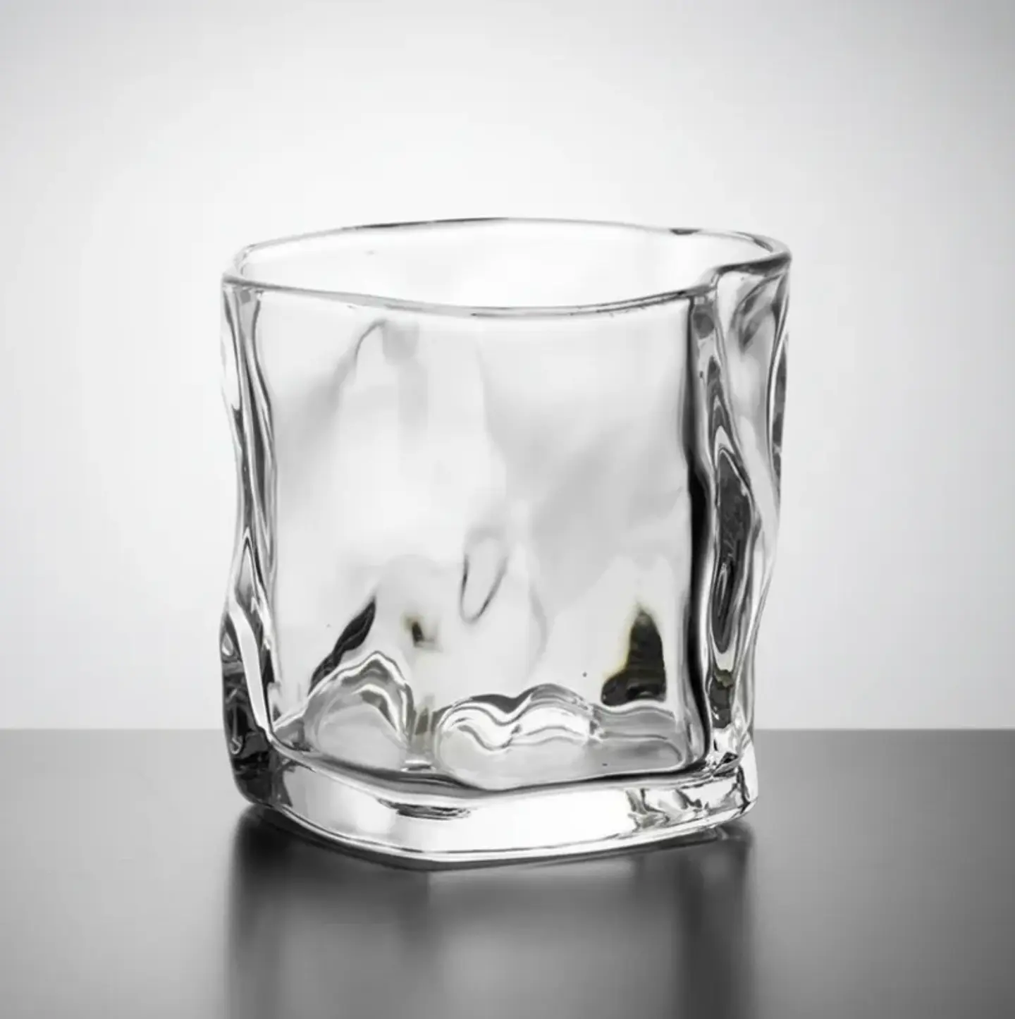 Vaso De Vidrio Para Whisky Trago Corto Diseño Irregular Moderno 4