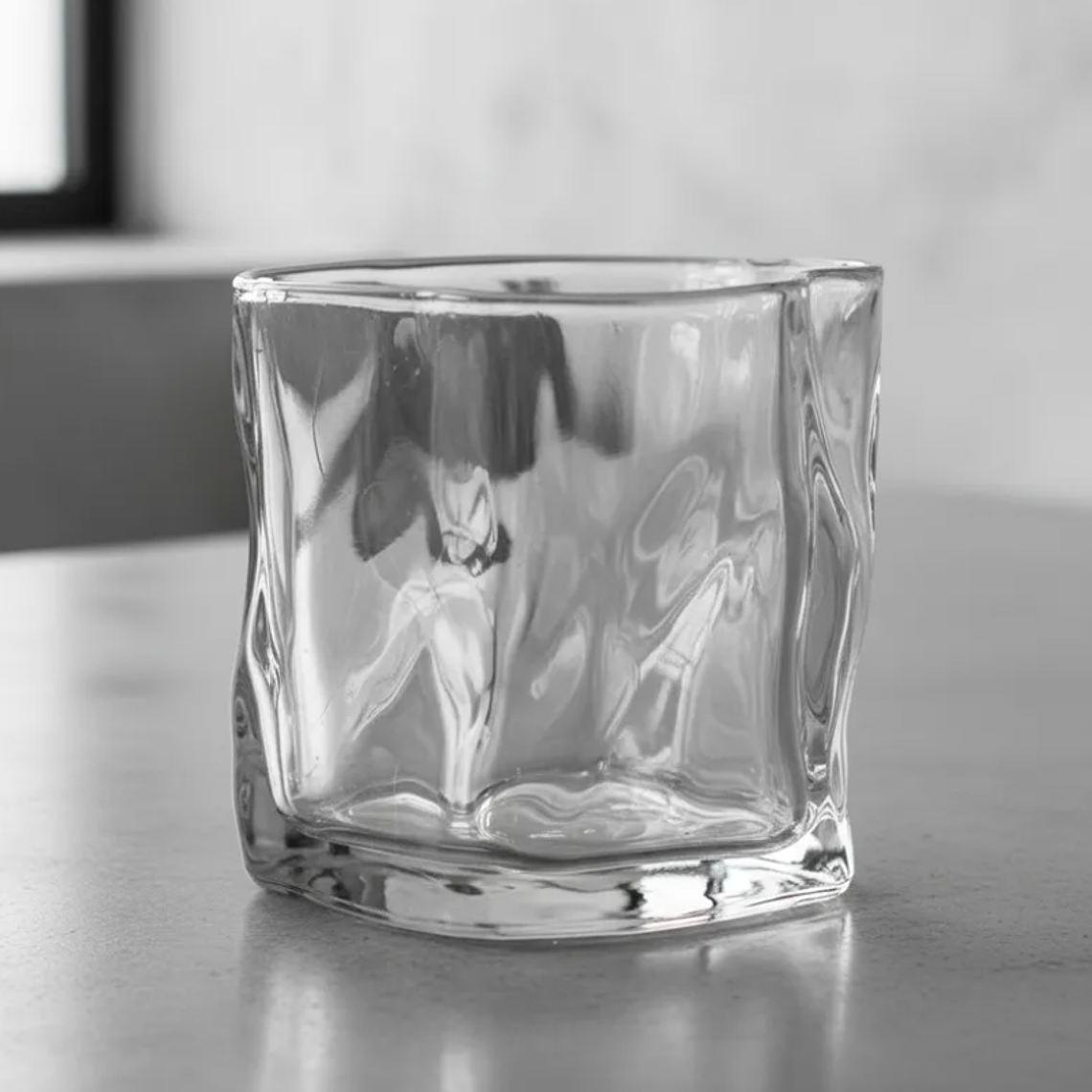 Vaso De Vidrio Para Whisky Trago Corto Diseño Irregular Moderno 5