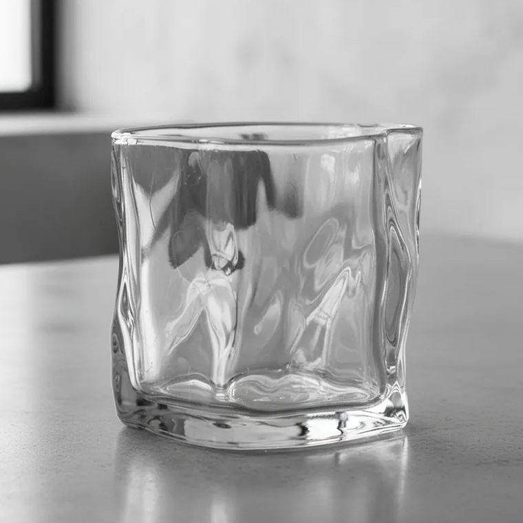 Vaso De Vidrio Para Whisky Trago Corto Diseño Irregular Moderno 5