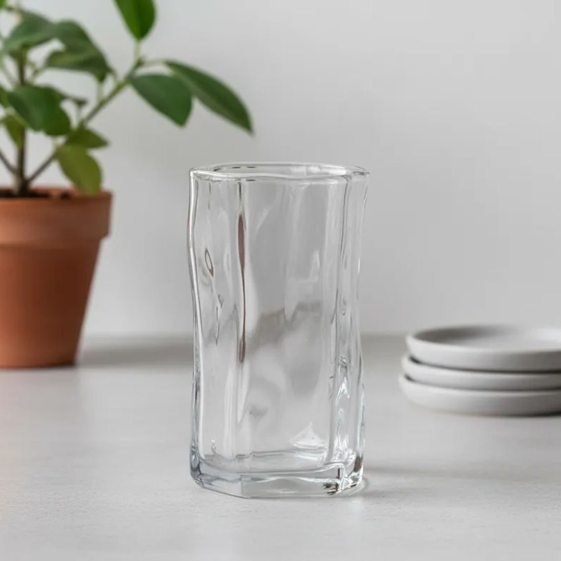 Vaso De Vidrio Ondulado Diseño Moderno Irregular 270ml 3