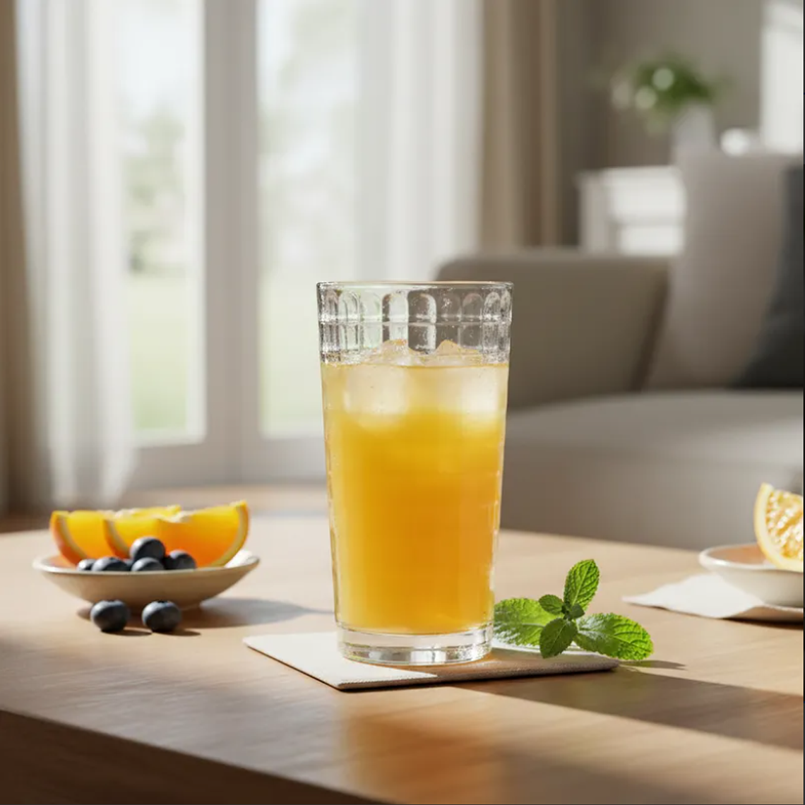 Vaso de vidrio labrado 320ml para bebidas y jugos 3