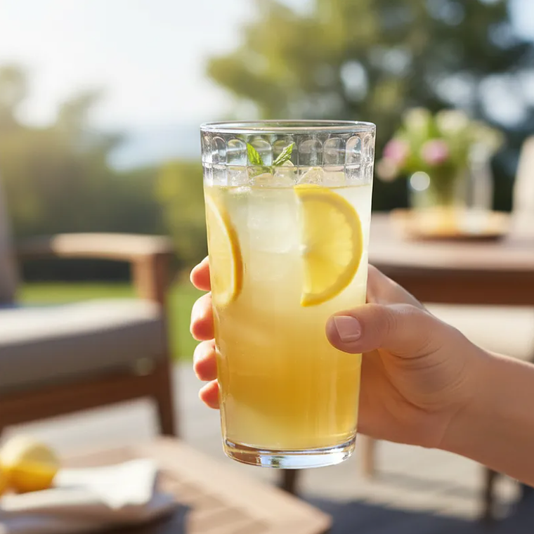 Vaso de vidrio labrado 320ml para bebidas y jugos 5