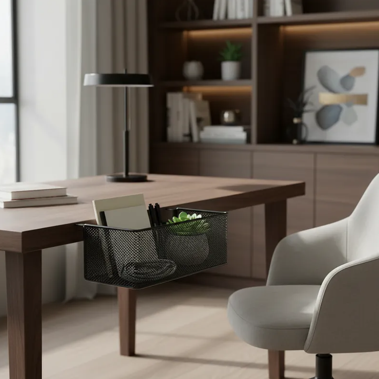 Canasto Organizador Colgante Metálico Negro Multiuso 6