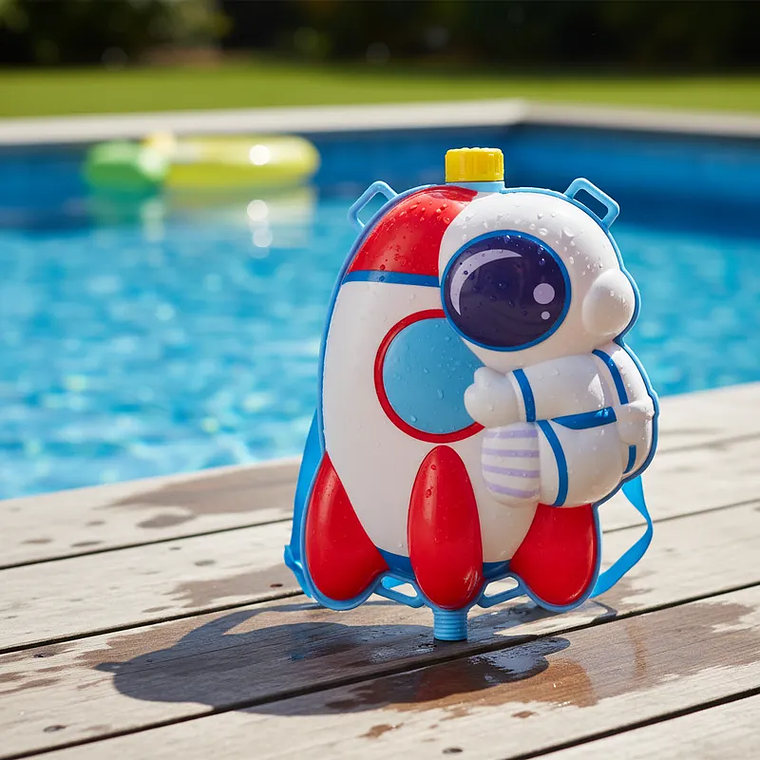 Mochila Pistola De Agua Infantil Diseño Astronauta Cohete 5