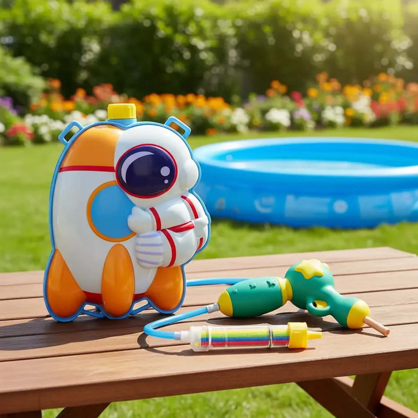 Mochila Pistola De Agua Infantil Diseño Astronauta Cohete 7