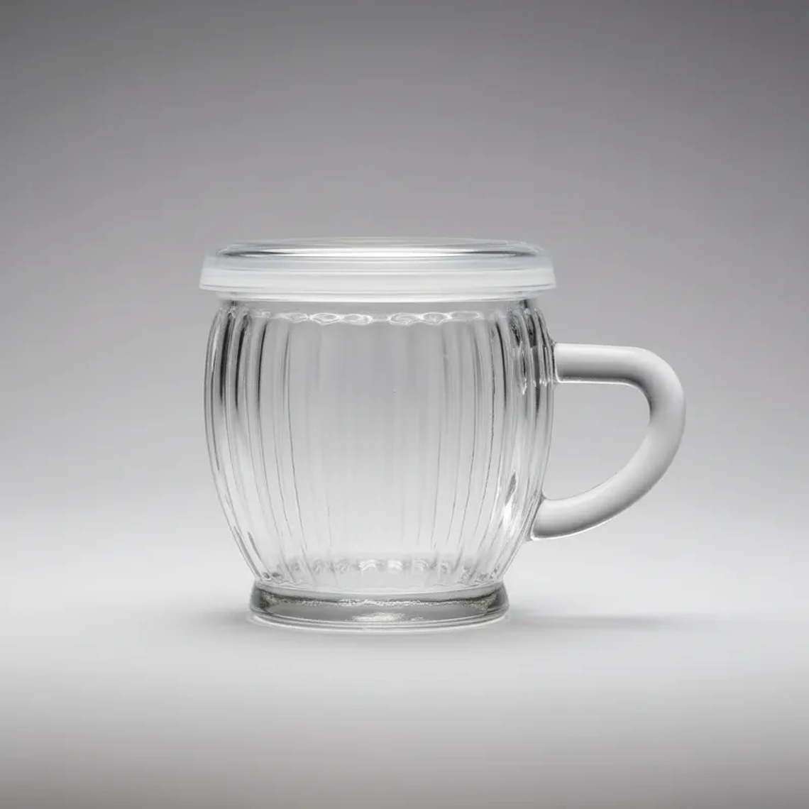 PackX4 Tazón De Vidrio Acanalado Con Tapa Y Asa Transparente 2