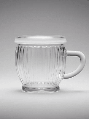 PackX4 Tazón De Vidrio Acanalado Con Tapa Y Asa Transparente