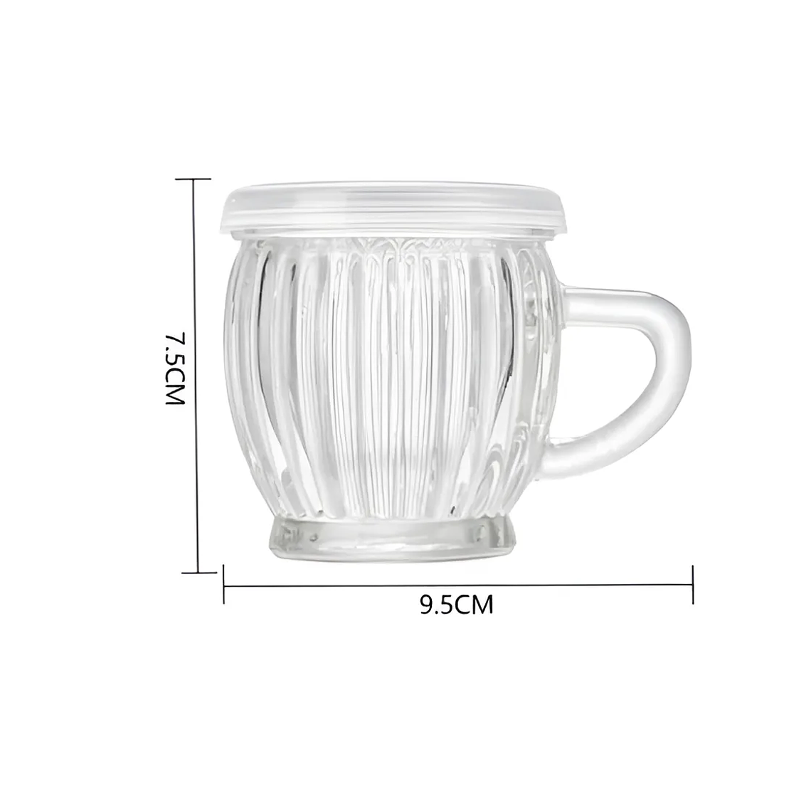 PackX4 Tazón De Vidrio Acanalado Con Tapa Y Asa Transparente 5