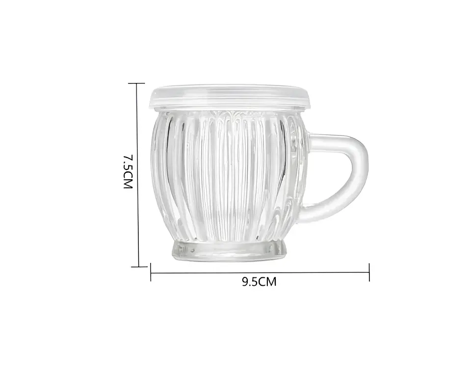 PackX4 Tazón De Vidrio Acanalado Con Tapa Y Asa Transparente 5