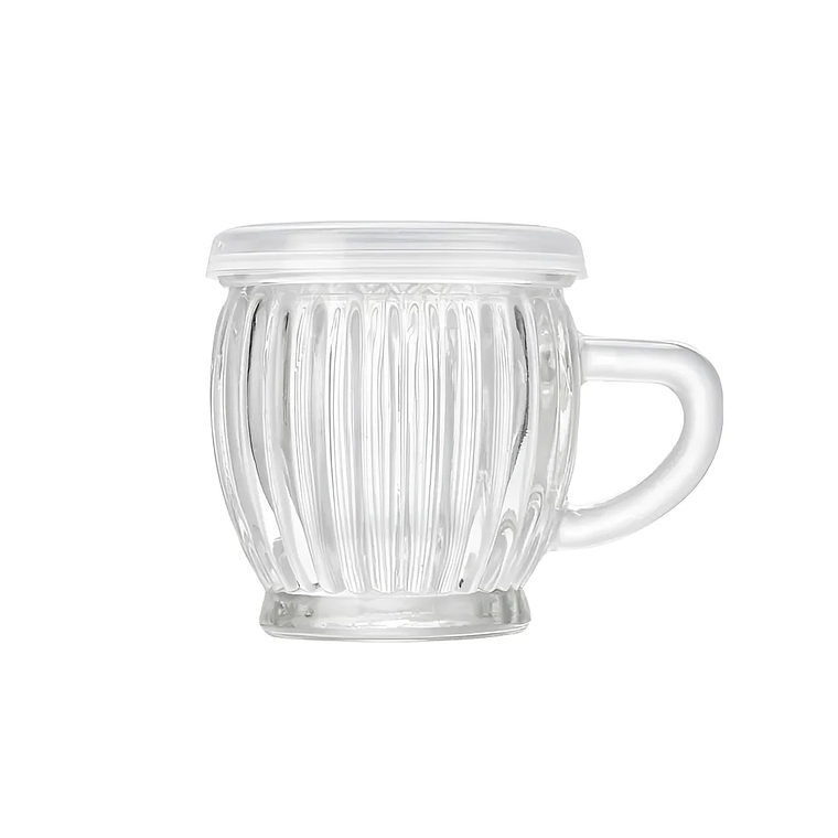 PackX4 Tazón De Vidrio Acanalado Con Tapa Y Asa Transparente 6