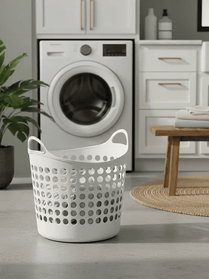 Canasto Plástico Calado Flexible Con Asas Para Ropa 31.5x30 CM