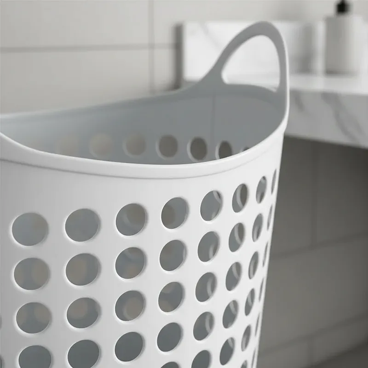 Canasto Plástico Calado Flexible Con Asas Para Ropa 31.5x30 CM 2