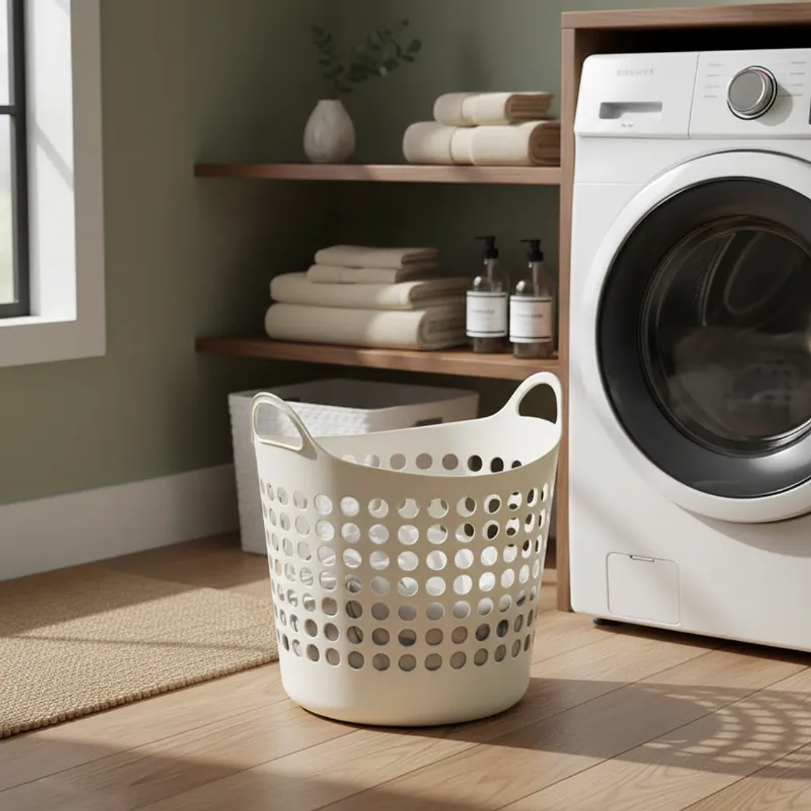 Canasto Plástico Calado Flexible Con Asas Para Ropa 31.5x30 CM 4