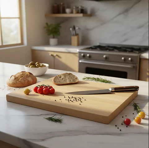 Tabla De Cortar Picar De Bambú Para Cocina 40x30 Cm Con Asa