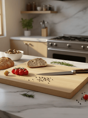 Tabla De Cortar Picar De Bambú Para Cocina 40x30 Cm Con Asa