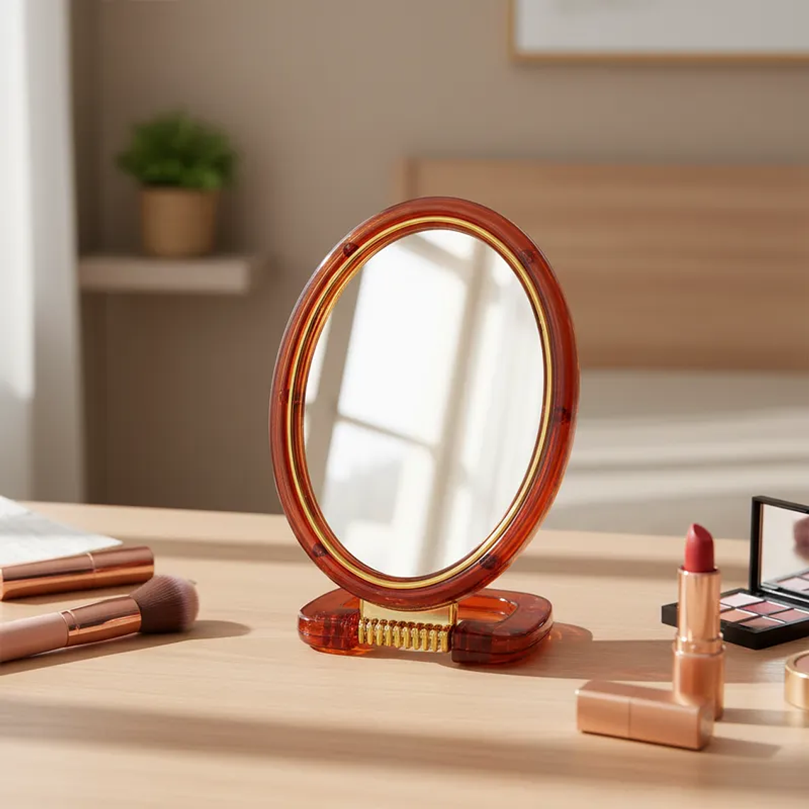 Espejo De Maquillaje Portátil Ovalado 10cm 1