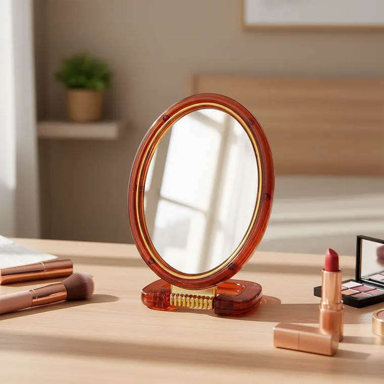 Espejo De Maquillaje Portátil Ovalado 10cm 1