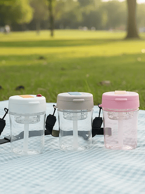 Botella De Agua Infantil 400ml Con Bombilla Y Correa