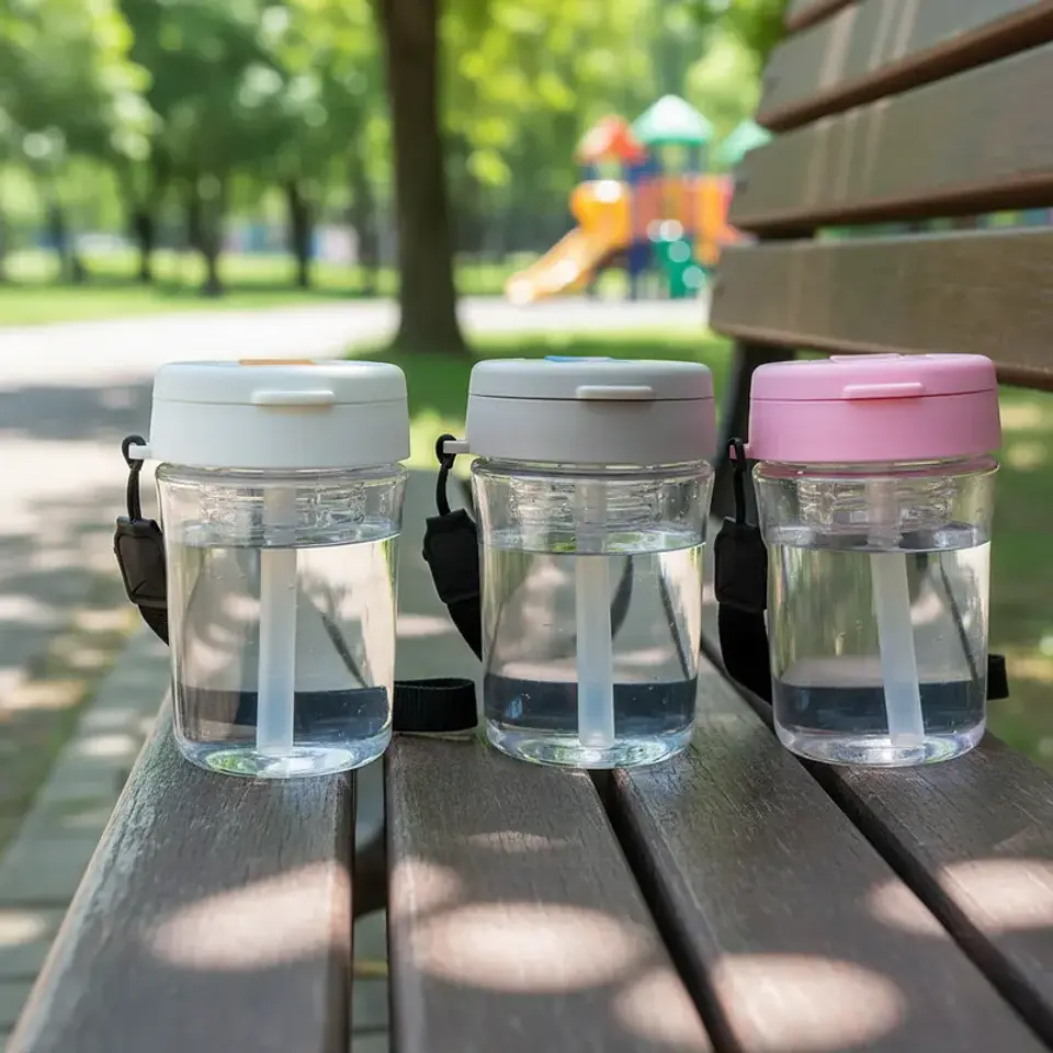 Botella De Agua Infantil 400ml Con Bombilla Y Correa 3