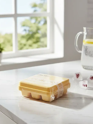 Cubetera de plástico cuadrada con tapa 14x14cm