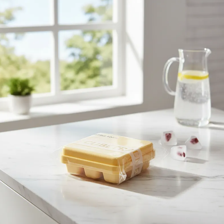 Cubetera de plástico cuadrada con tapa 14x14cm 1