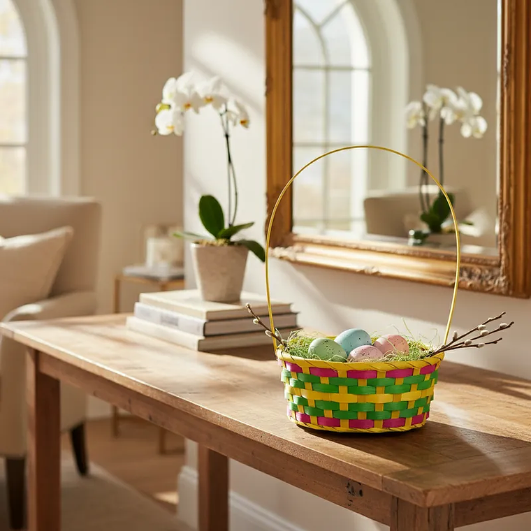 Canasta De Pascua Tejida Multicolor 20x9cm 1