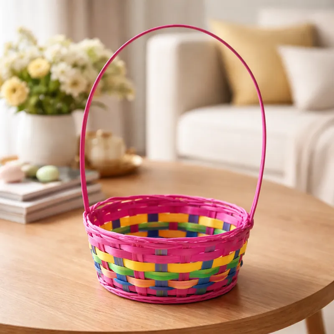 Canasta De Pascua Tejida Multicolor 20x9cm 2