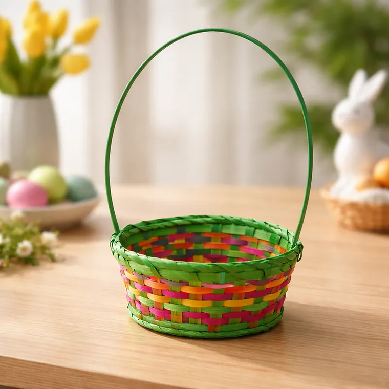 Canasta De Pascua Tejida Multicolor 20x9cm 4