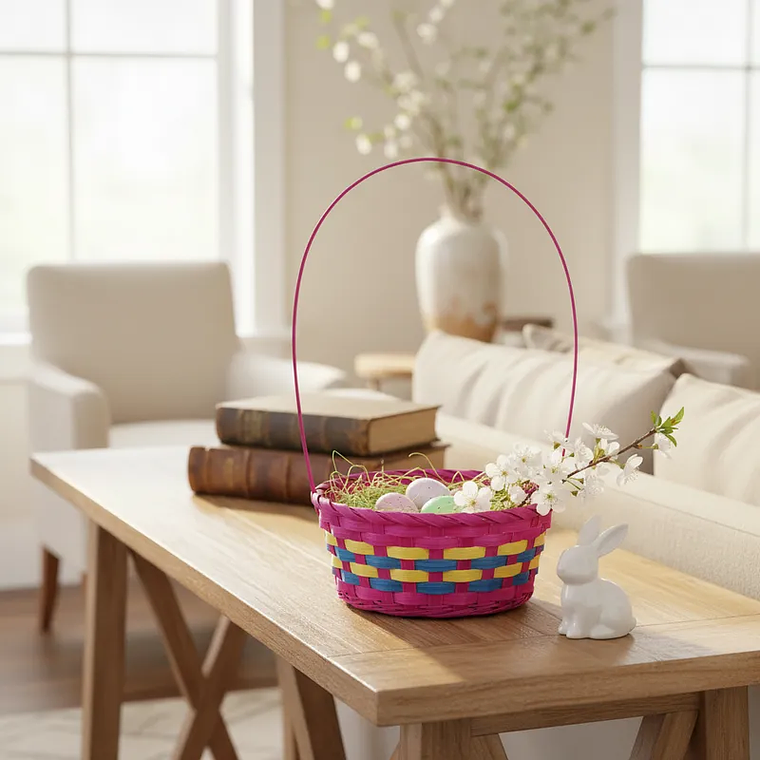 Canasta De Pascua Tejida Multicolor 20x9cm 3