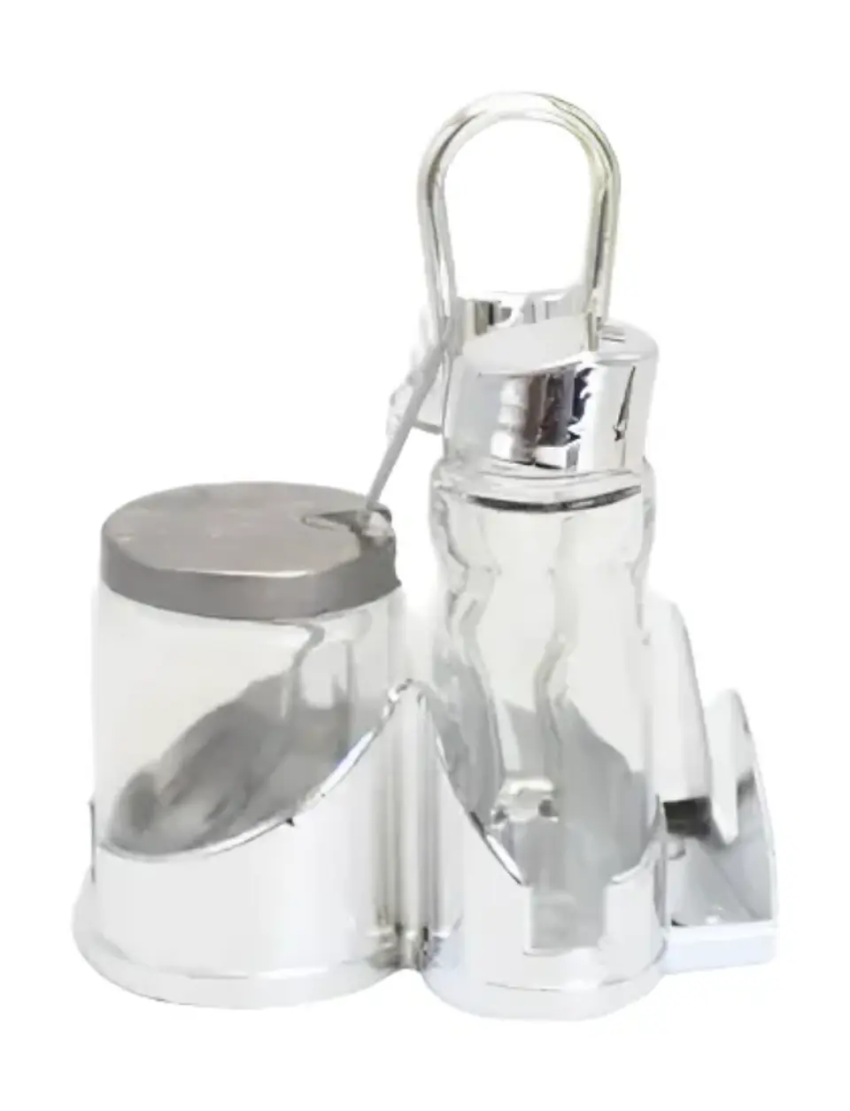 Set de alcuza de acero inoxidable y vidrio para mesa.  5
