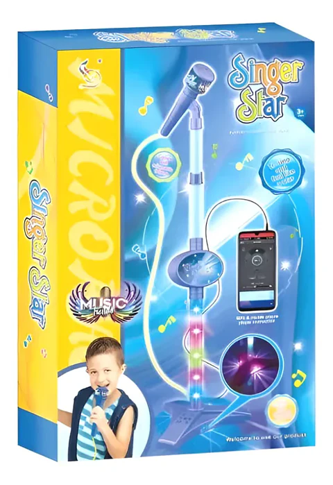 Micrófono Infantil De Juguete Con Pedestal Y Luces Karaoke