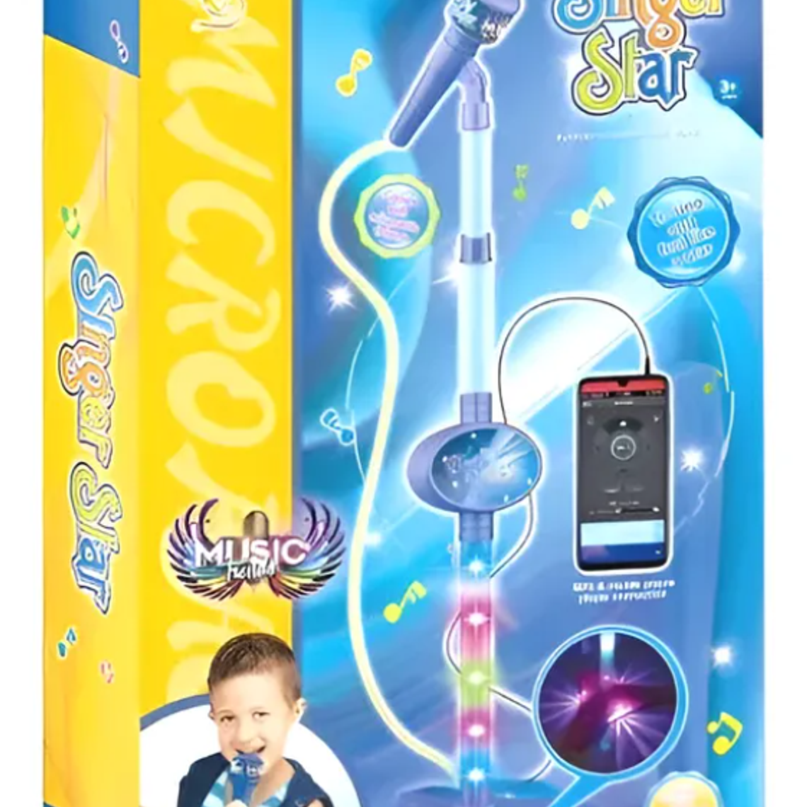 Micrófono Infantil De Juguete Con Pedestal Y Luces Karaoke 1
