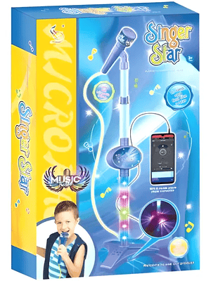 Micrófono Infantil De Juguete Con Pedestal Y Luces Karaoke