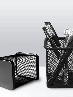 Portalápices Organizador De Escritorio Malla Metálica Negro