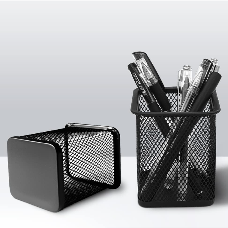 Portalápices Organizador De Escritorio Malla Metálica Negro 1