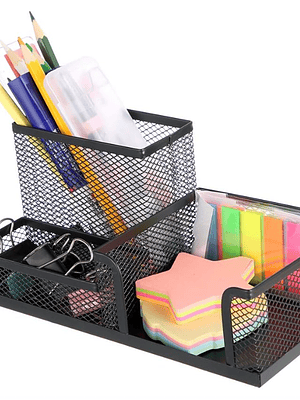 Organizador De Escritorio Metálico Malla 3 Compartimentos