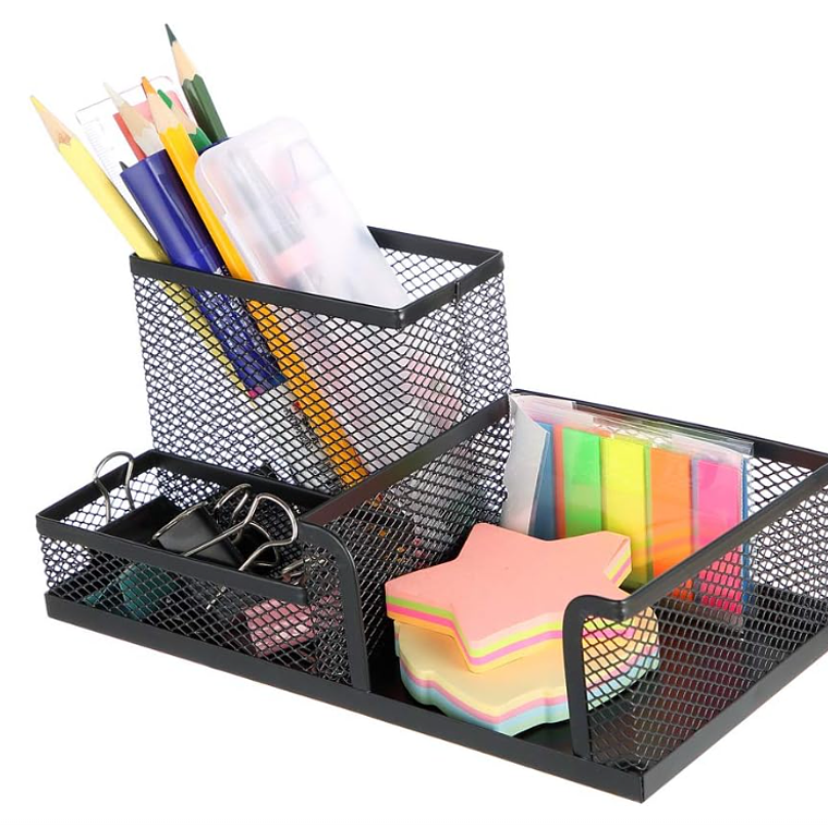 Organizador De Escritorio Metálico Malla 3 Compartimentos 1