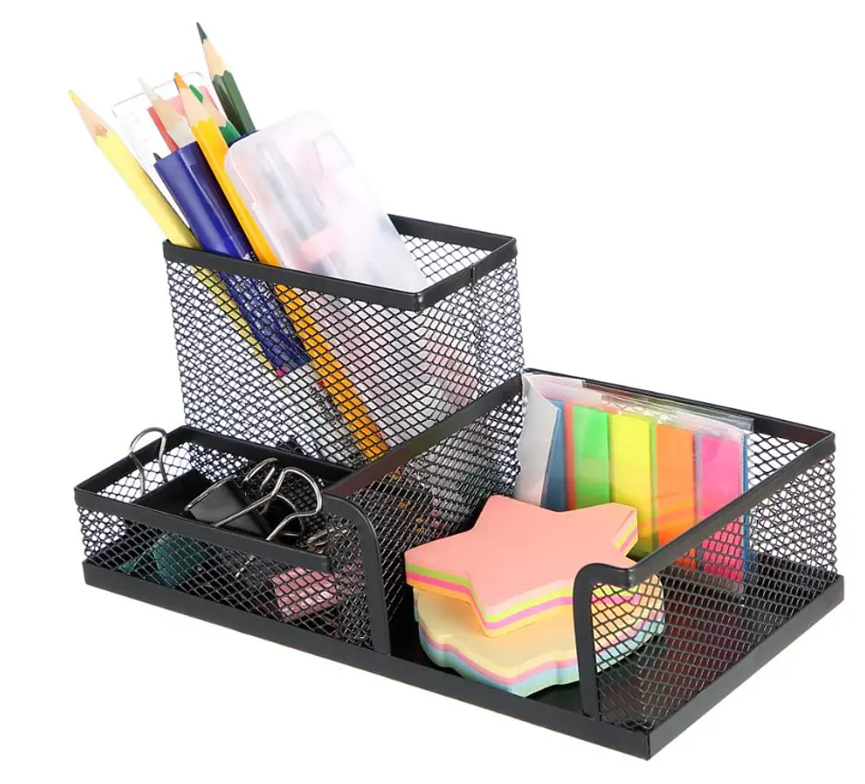 Organizador De Escritorio Metálico Malla 3 Compartimentos 1