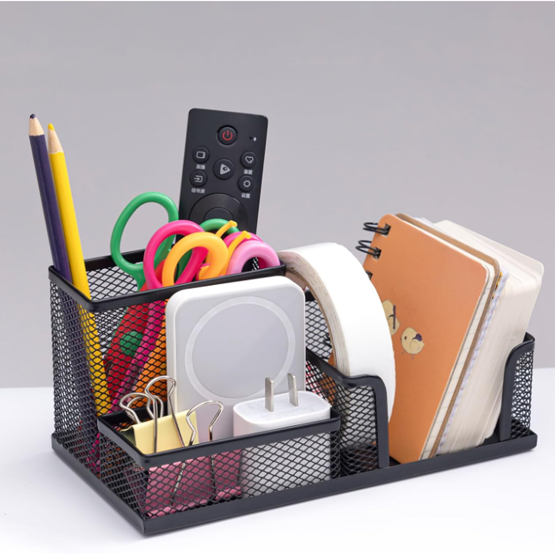 Organizador De Escritorio Metálico Malla 3 Compartimentos 4