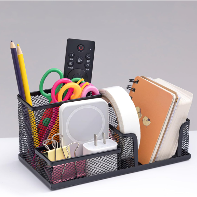 Organizador De Escritorio Metálico Malla 3 Compartimentos 4