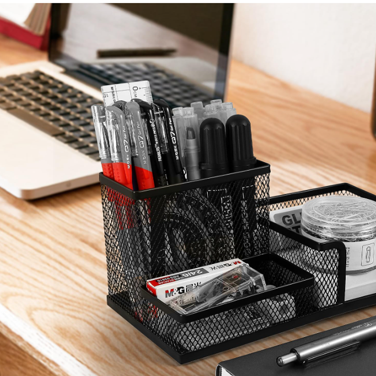 Organizador De Escritorio Metálico Malla 3 Compartimentos 7