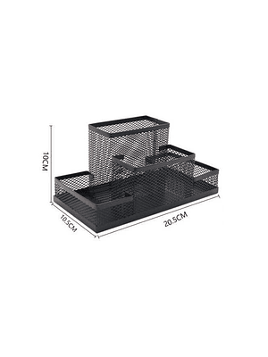 Organizador De Escritorio Metálico Malla Negra Portalápices